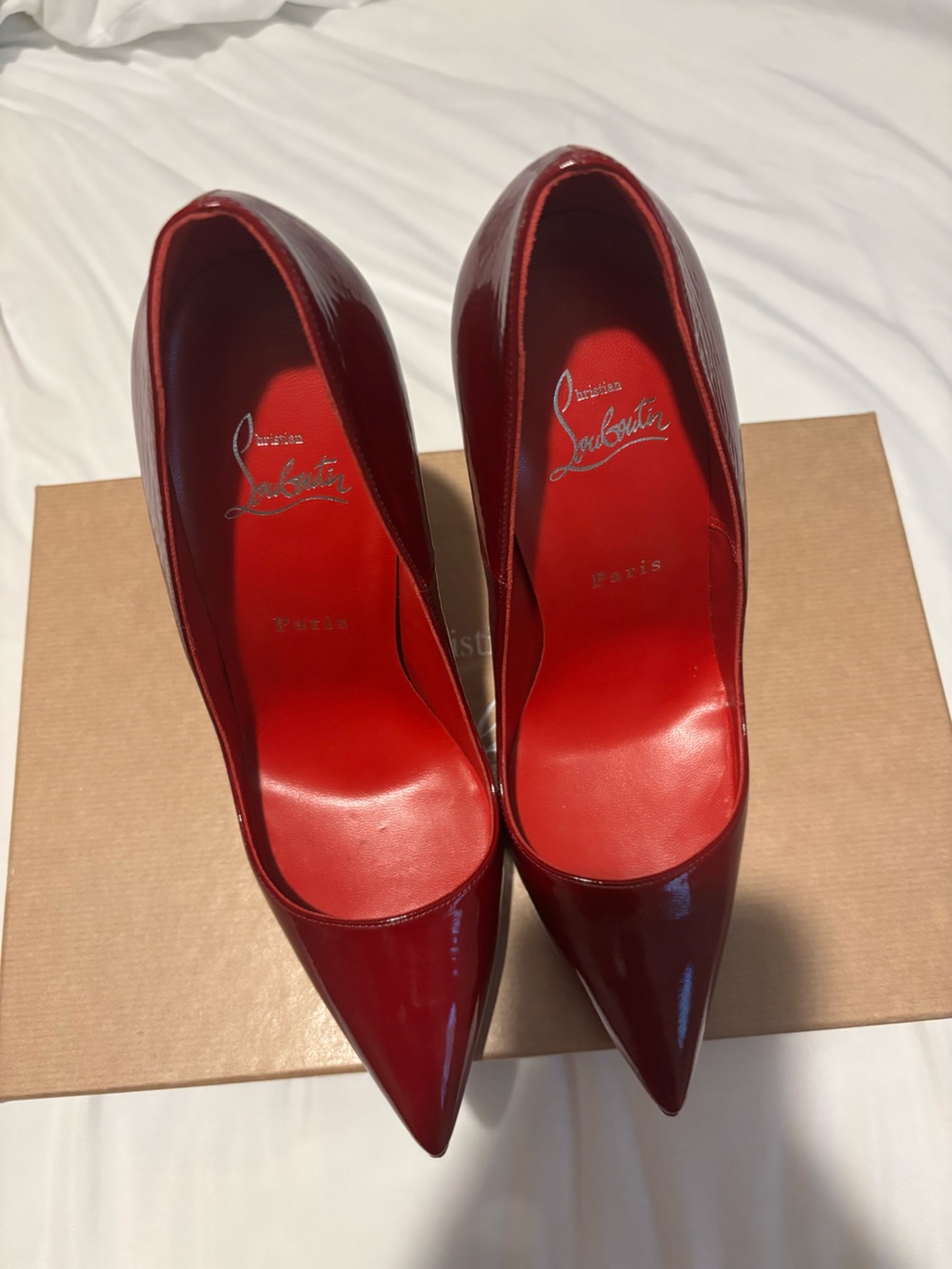 Christian Louboutin Glossy Red Patent Pointed-Toe Pumps